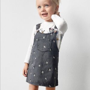Girls Zara overall dress with Mickey Mouse